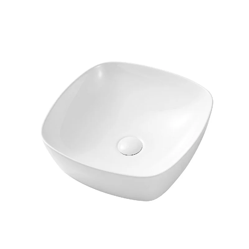 15"x15" Ceramic Square Above Counter White Bathroom Sink, Scratch Resistant, Acid Resistance, Low Water Absorption