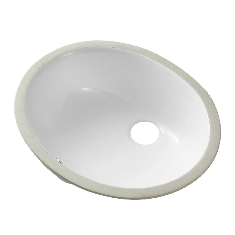 19"x16" Ceramic Oval Undermount White Bathroom Sink, Scratch Resistant, Acid Resistance, Low Water Absorption