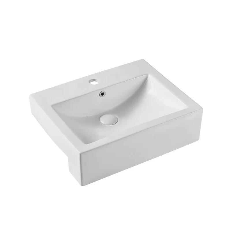 21"x17" Ceramic Rectangular Wall-mounted White Bathroom Sink, Scratch Resistant, Acid Resistance, Low Water Absorption