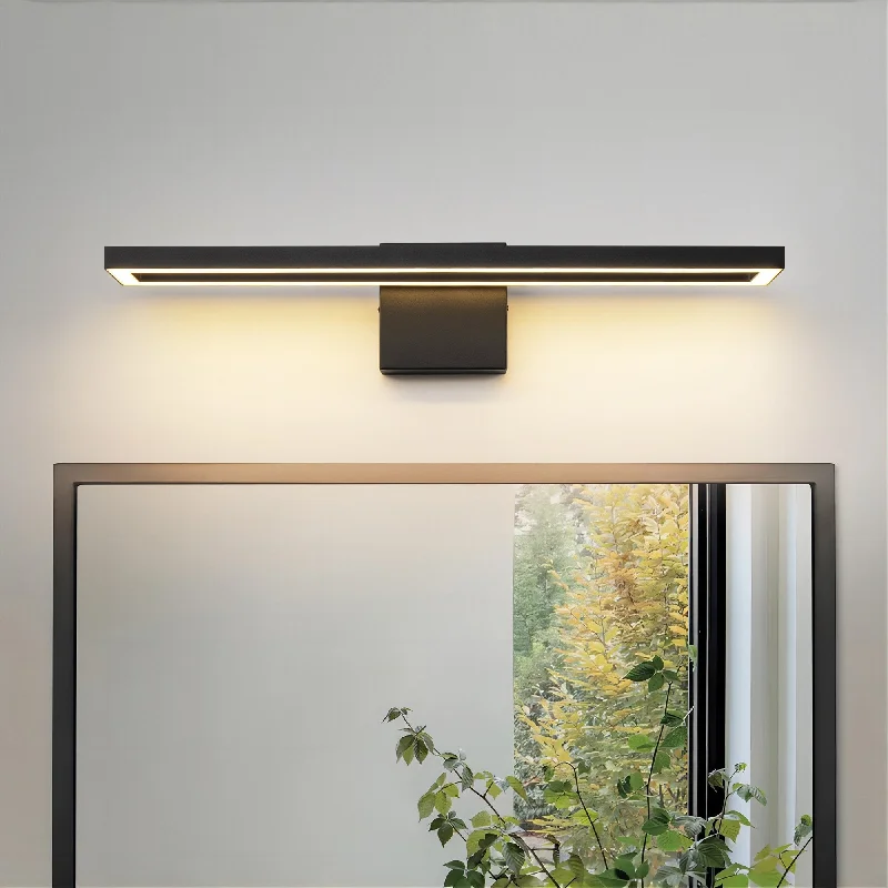 23.6 in. Modern Aluminum Linear Black Dimmable Integrated LED 3000K Bathroom Vanity Wall Light