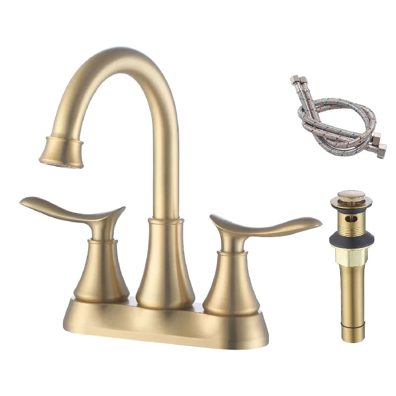 4 Inch Centerset Bathroom Sink Faucet Dual Handle Bathroom Faucet with 360°Swivel Spout Vanity Tap with Pop Up Drain