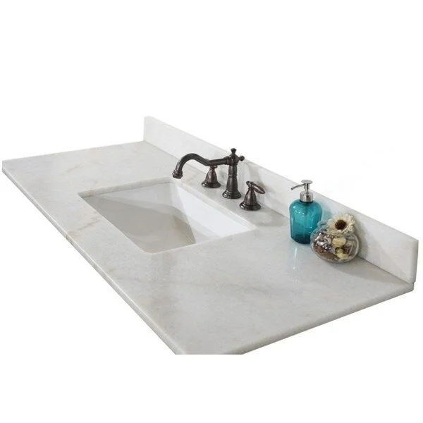 49" ARCTIC PEARL QUARTZ MARBLE TOP(RECTANGULAR SINK) FOR WK SERIES-No Faucet