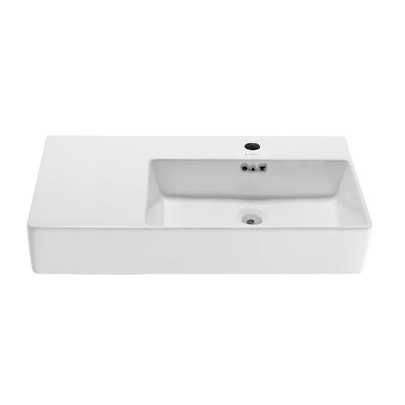 Angers 36" Right Side Faucet Wall-Mount Bathroom Sink - 35.4" x 16.3" 10.4"