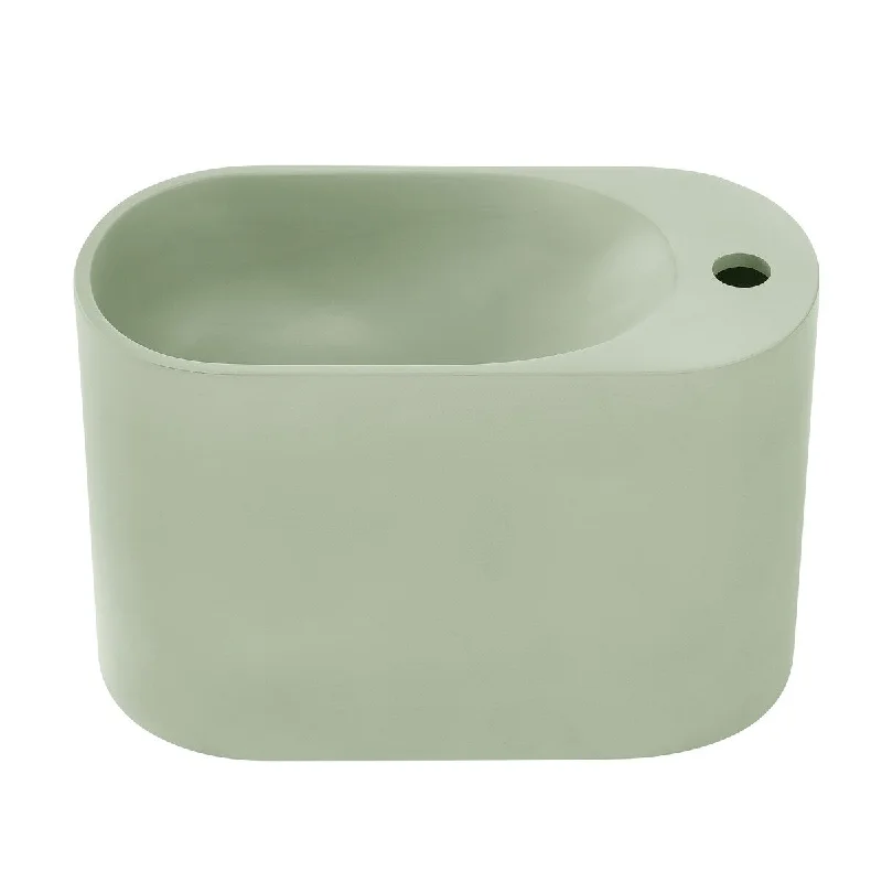 Arezzo 17.5" Right Side Faucet Wall-Mount Bathroom Sink In Palm Green - 17.8" x 8.65" 11.65"