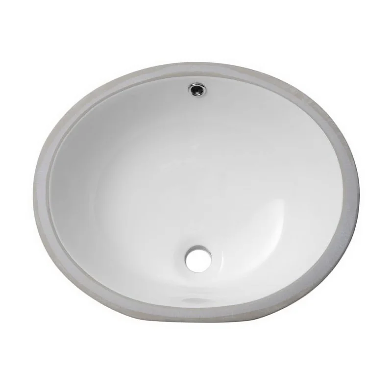 Aurora Decor Single Bowl Oval Vessel Bathroom Sink in White - 19 in. Width