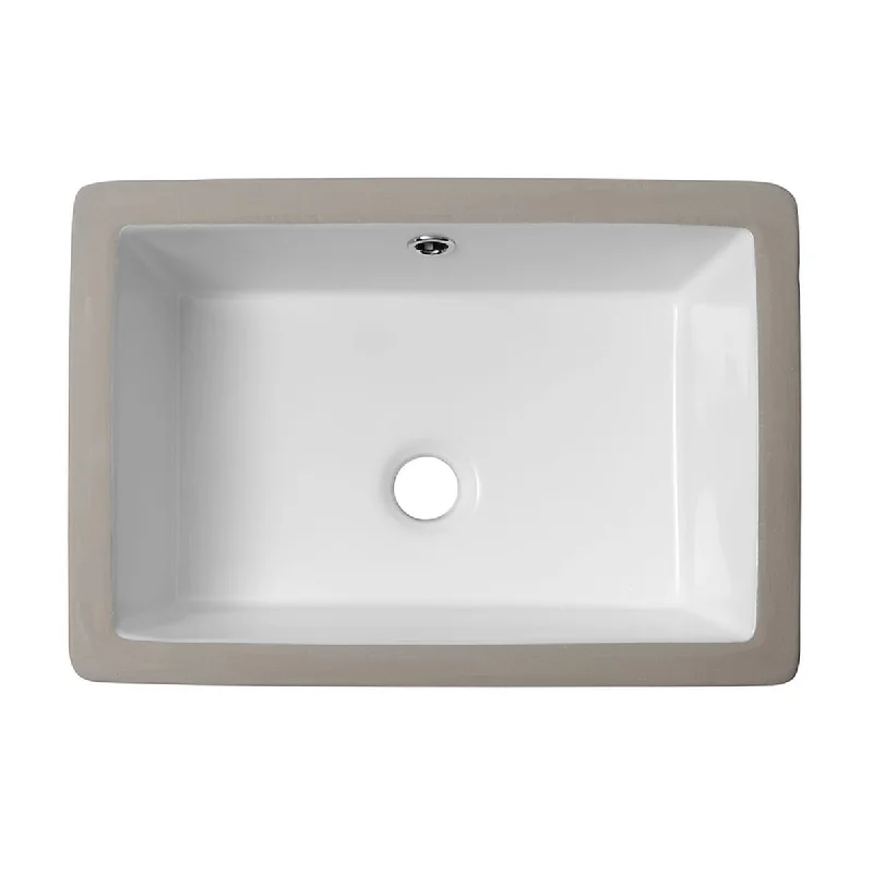 Aurora Decor Single Bowl Rectangle Undermount Bathroom Sink in White - 18 in. Width