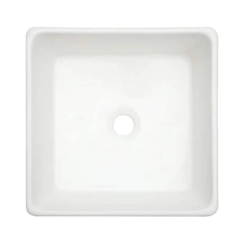 Aurora Decor Single Bowl Square Vessel Bathroom Sink in White - 15 in. Width