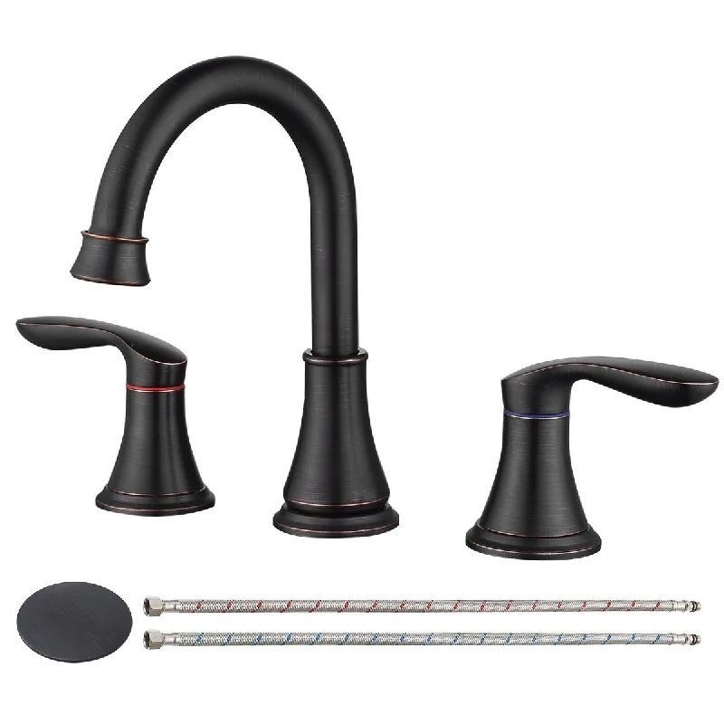 Bronze 2-Handle Bathroom Sink Faucet ‎360°Swivel Spout Faucets