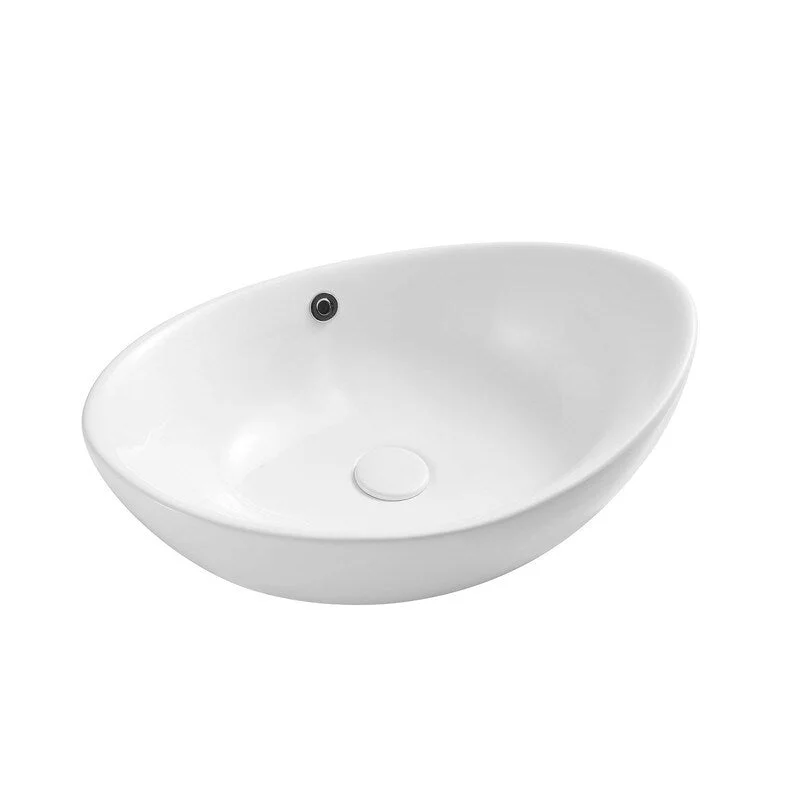 Ceramic Oval Above Counter White Bathroom Sink Art Basin - 15W"*23D"*5H"