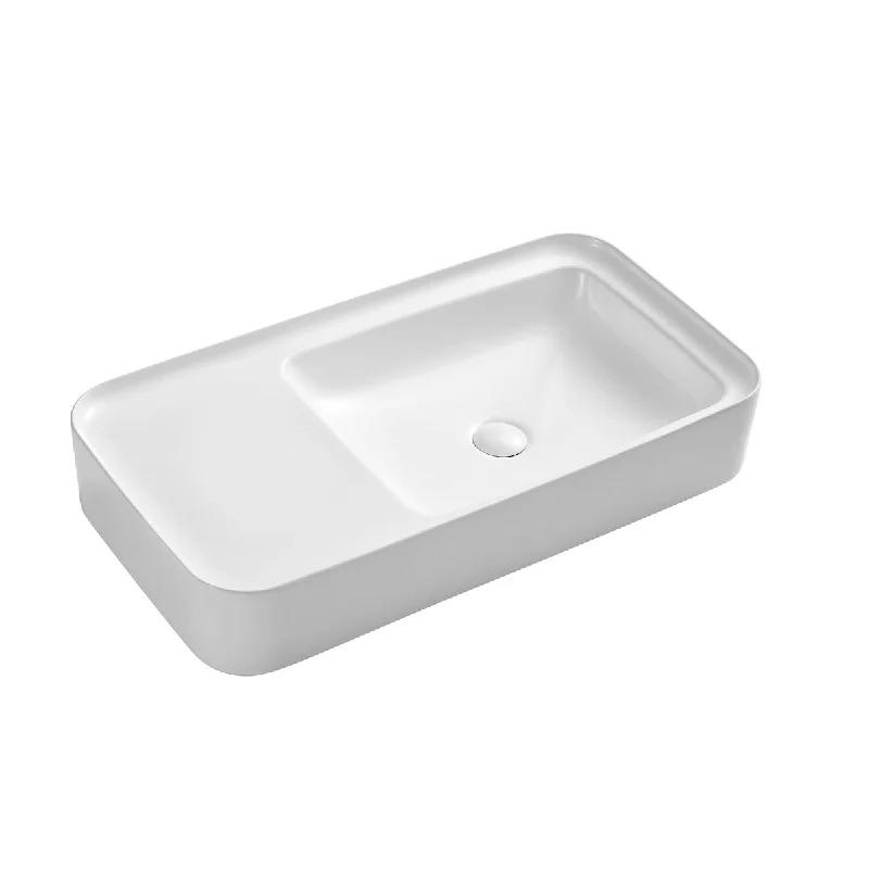 Ceramic Rectangular Above Counter White Bathroom Sink Art Basin