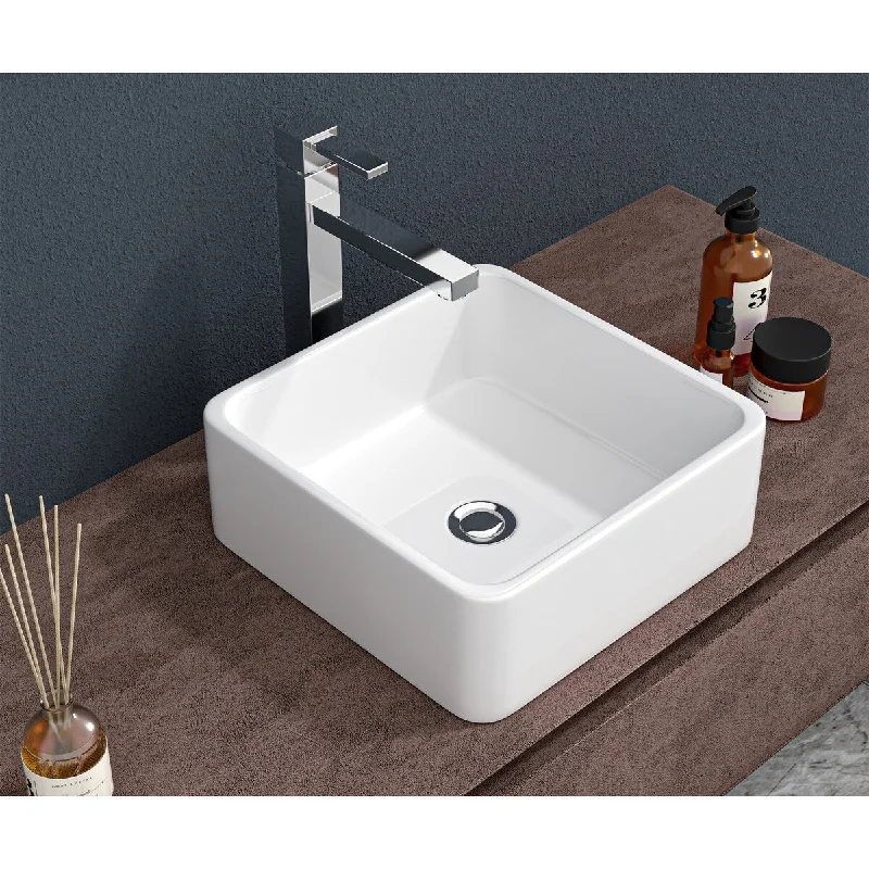 Ceramic Square Vessel Bathroom Sink