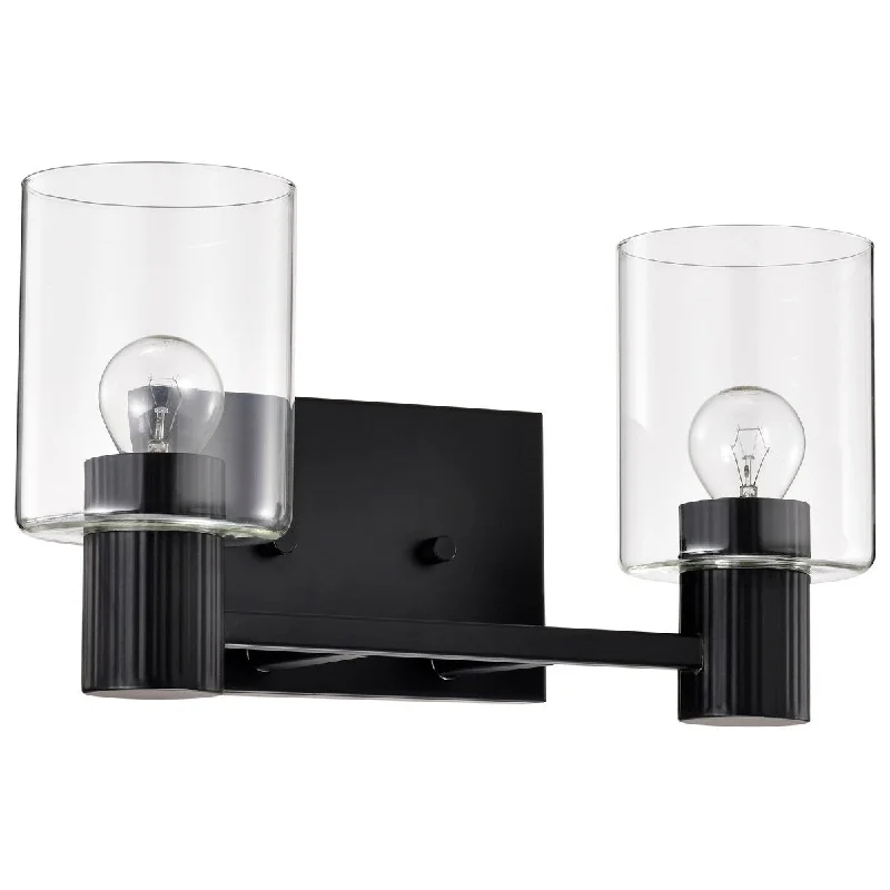 Clarksville 2 Light Vanity Matte Black with Clear Glass