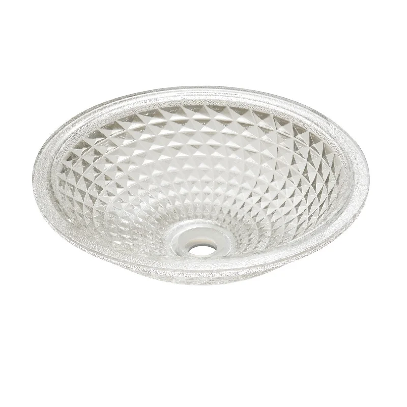 Crystalline Clear Glass Circular Vessel Bathroom Sink without Faucet