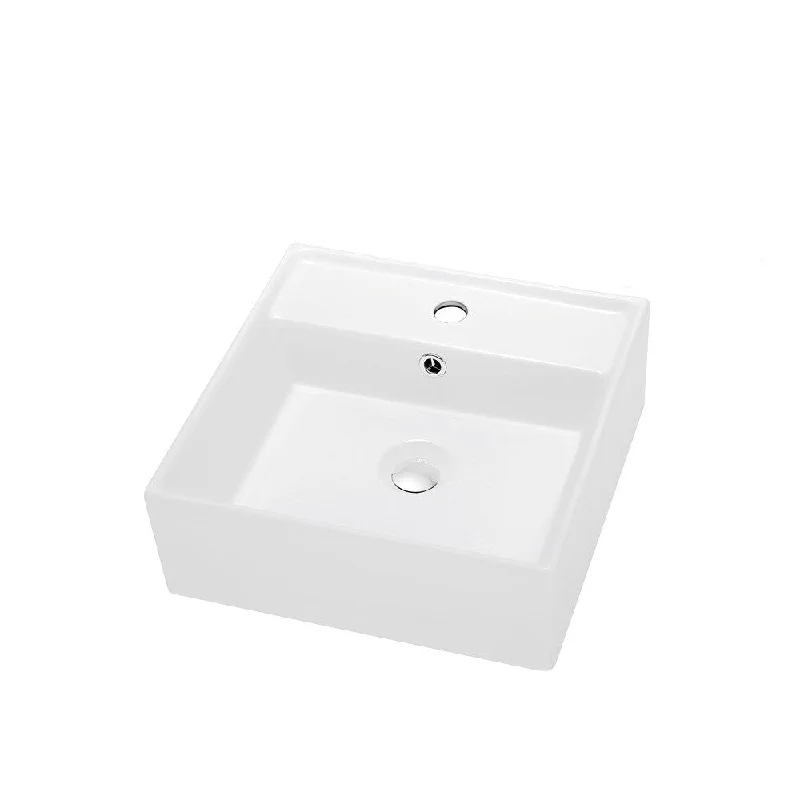 Dawn Art White Ceramic Single-hole Above-counter Square Vessel Sink