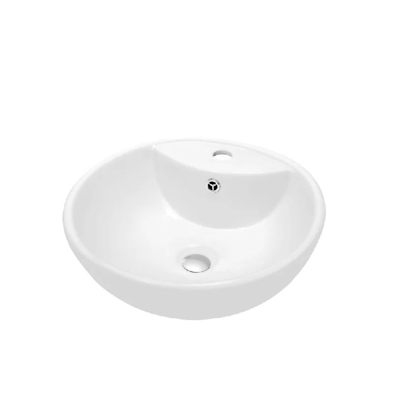 Dawn Vessel Above-Counter Round Ceramic Art Basin with Single Hole for Faucet and Overflow