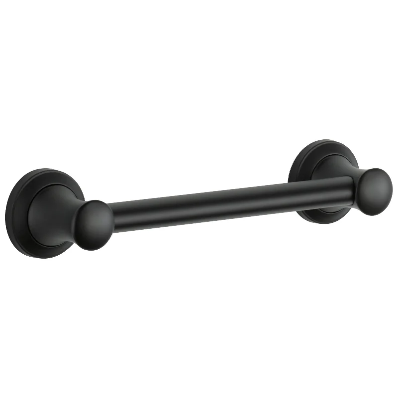 Delta Bath Safety Matte Black Finish 12" Transitional Decorative Grab Bar D41712BL