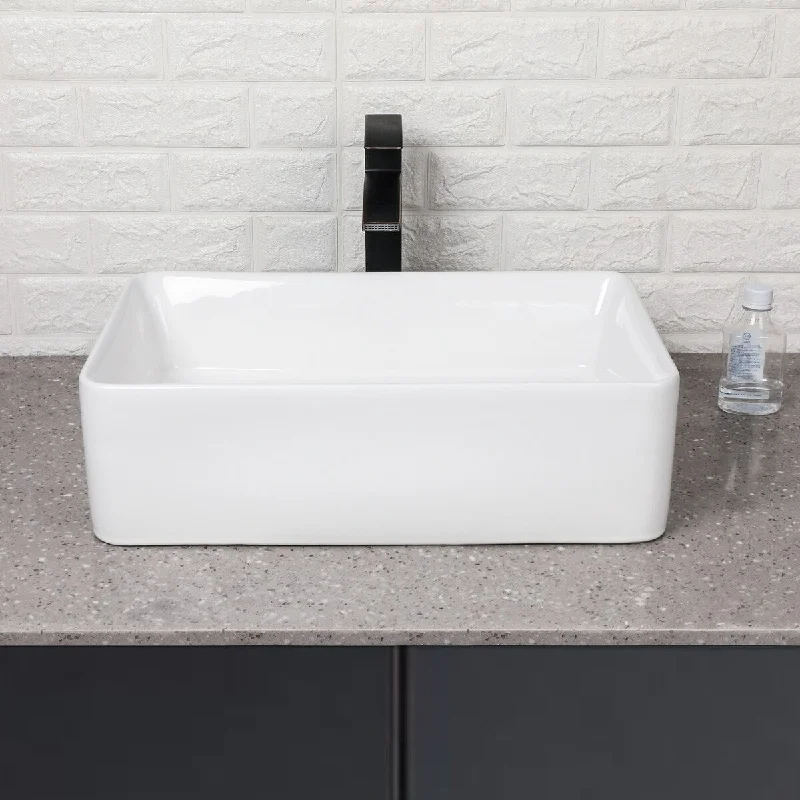 EPOWP 21"x14" Bathroom Sink Above Counter Ceramic Vessel Vanity Sink