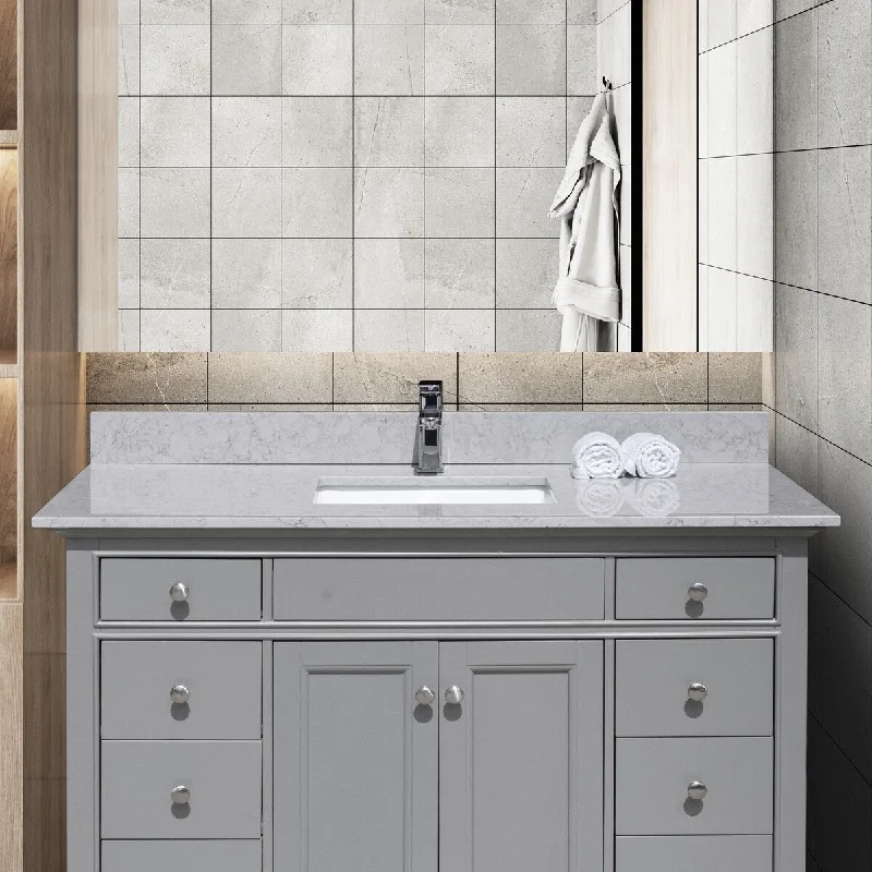 EPOWP bathroom stone vanity top with undermount ceramic sink and faucet hole