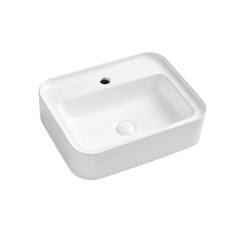 EPOWP Ceramic Rectangular Wall-mounted White Bathroom Sink Art Basin