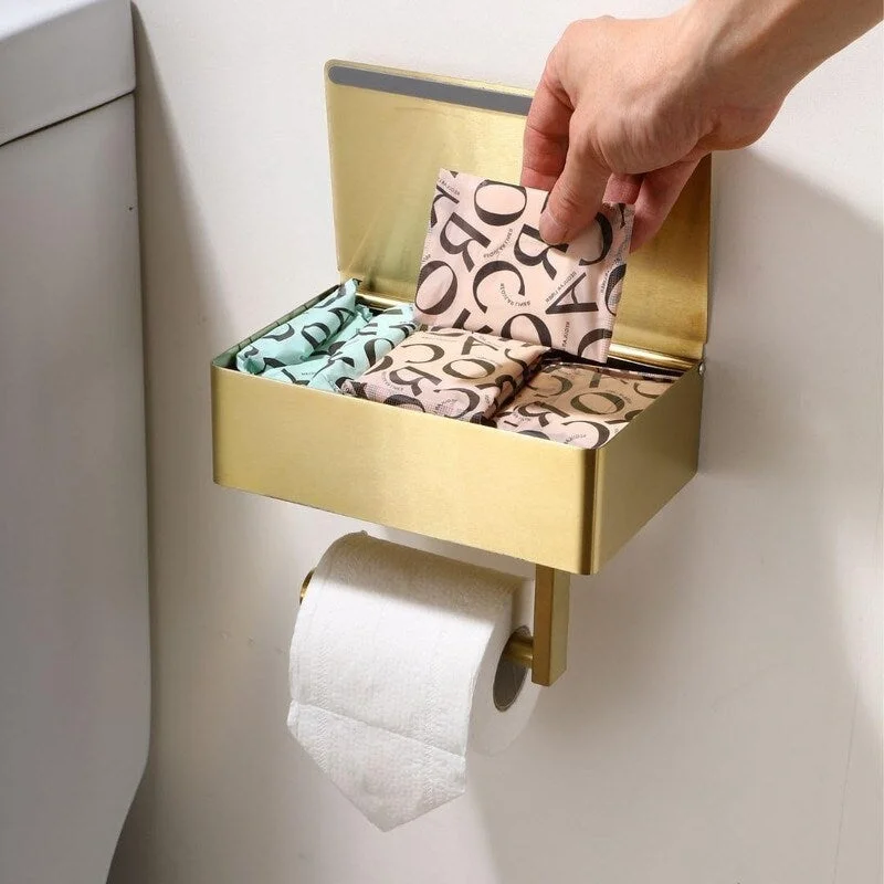 Gold Toilet Paper Holder with Shelf