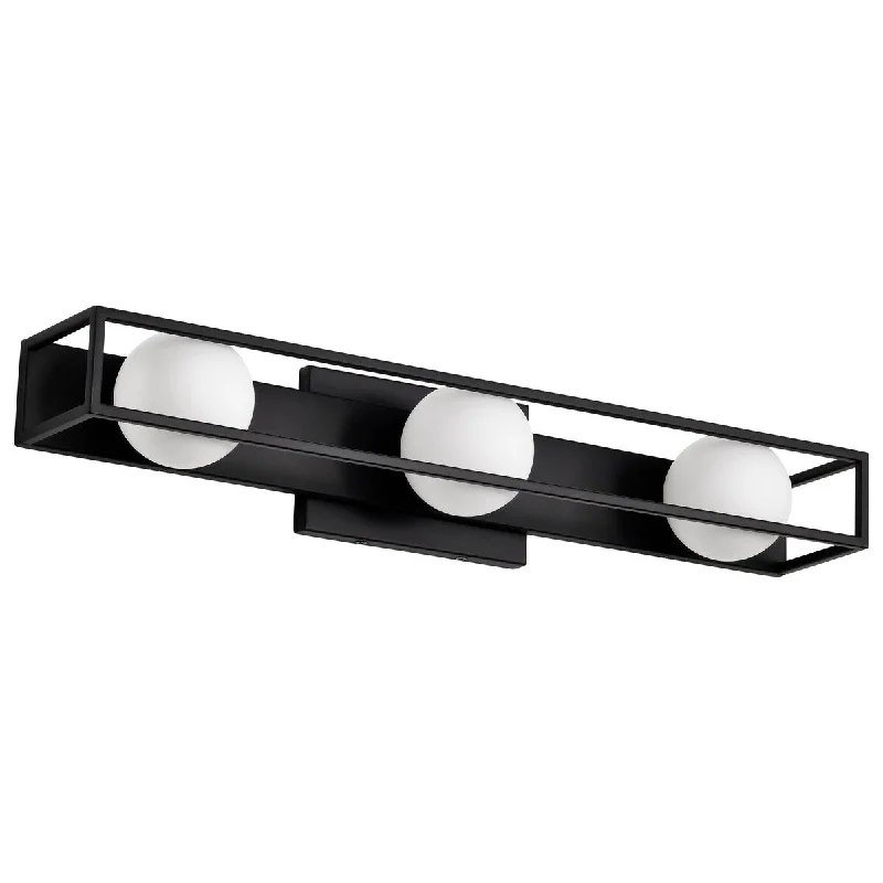 Jenkins 24 Inch 3 Light LED Vanity Matte Black with Frosted Glass