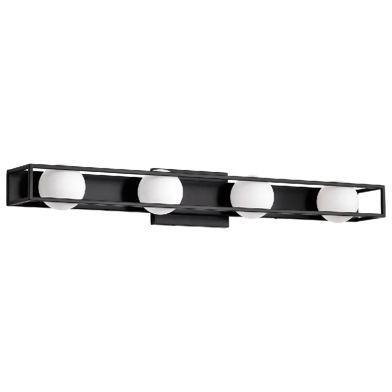 Jenkins 32 Inch 4 Light LED Vanity Matte Black with Frosted Glass