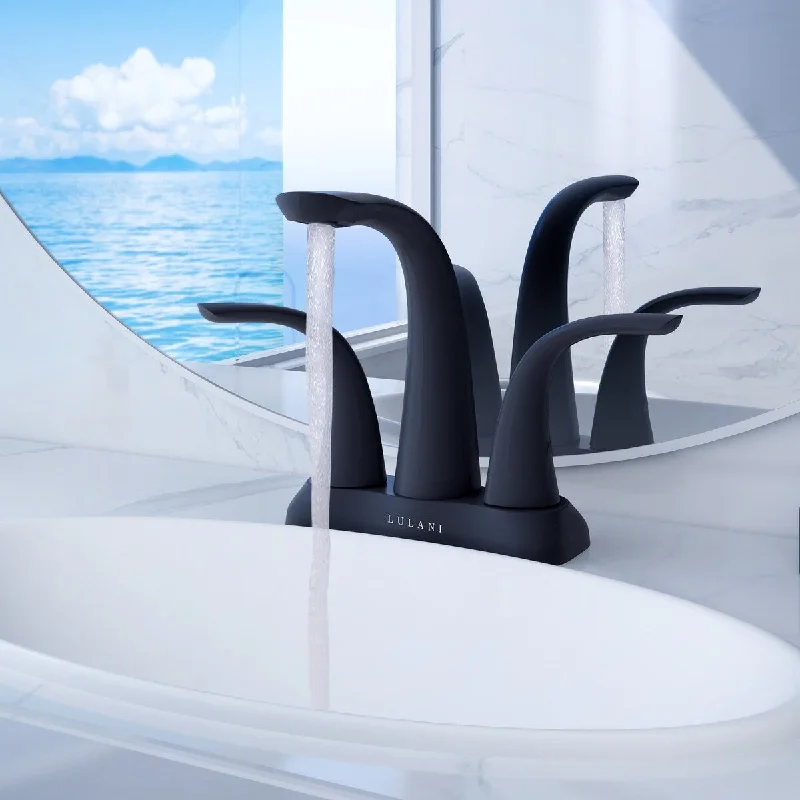 Kauai Collection. Centerset bathroom faucet. Matte Black finish. By Lulani