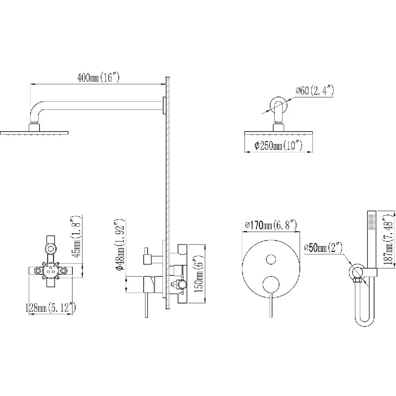 Matte Black Brass Square Single Hole Single-Handle Bathroom Faucet - 7'6" x 9'6"