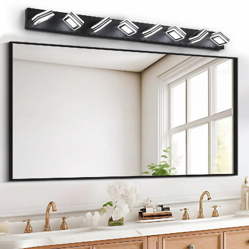 Modern 8-Light LED Vanity Light - Sleek Bathroom Wall Fixture, Iron & Acrylic, Dimmable & Energy-Efficient