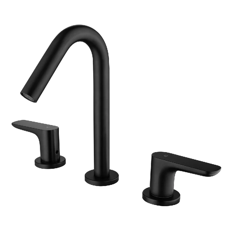 Modern Two-Handle Matte Black Widespread Bathroom Faucet, Stainless Steel Construction, High-Performance Aerator