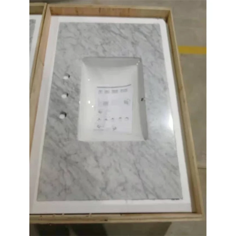 Natural Marble Bathroom Vanity Top CUPC Ceramic sink