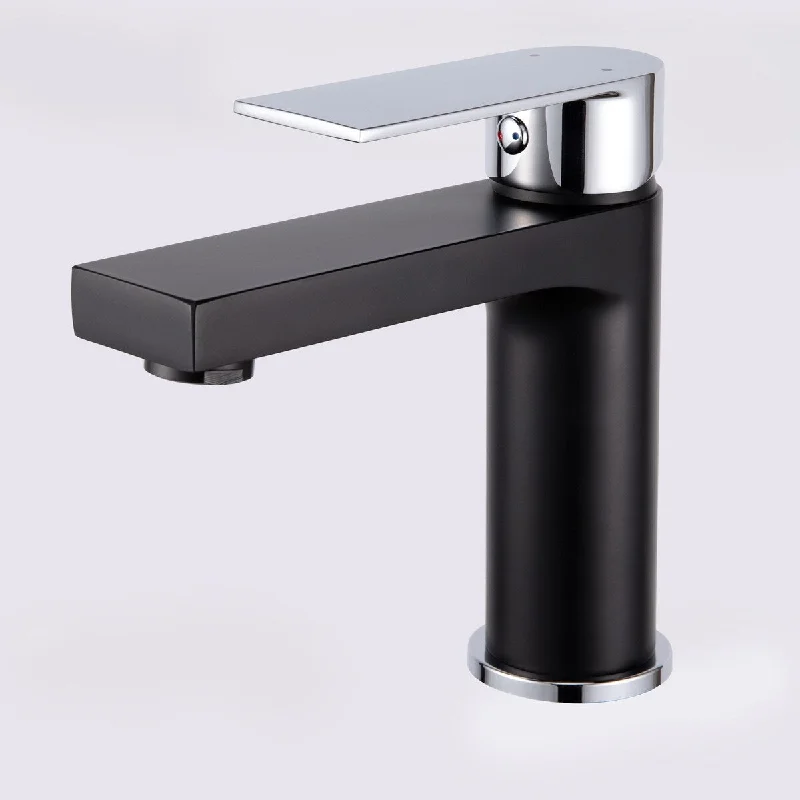 Single Handle Lavatory Faucet in Black and Chrome Finish