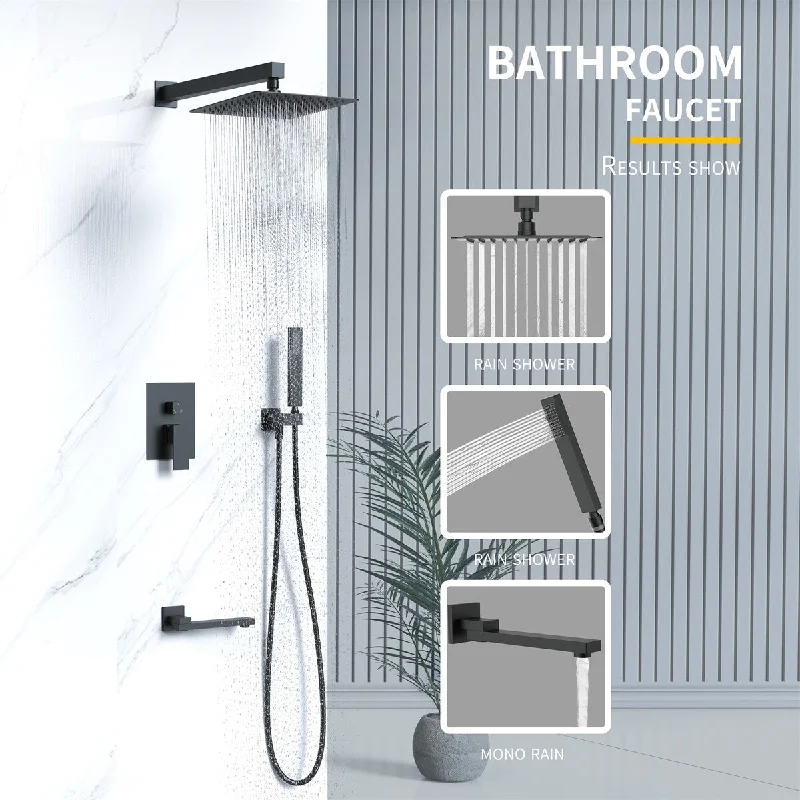 Ultra Thin Wall Mounted Shower Faucet Set for Bathroom