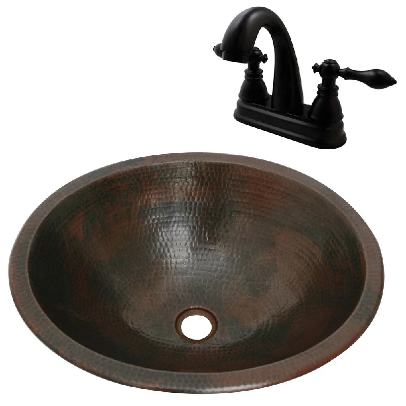 Unikwities 18.5X16X5.75 Copper Sink, Centerset Faucet, and Drain