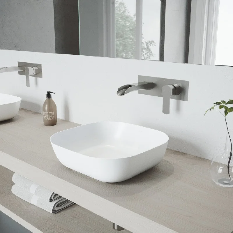 VIGO Camellia Vessel Bathroom Sink Set and Cornelius Wall Mount Faucet