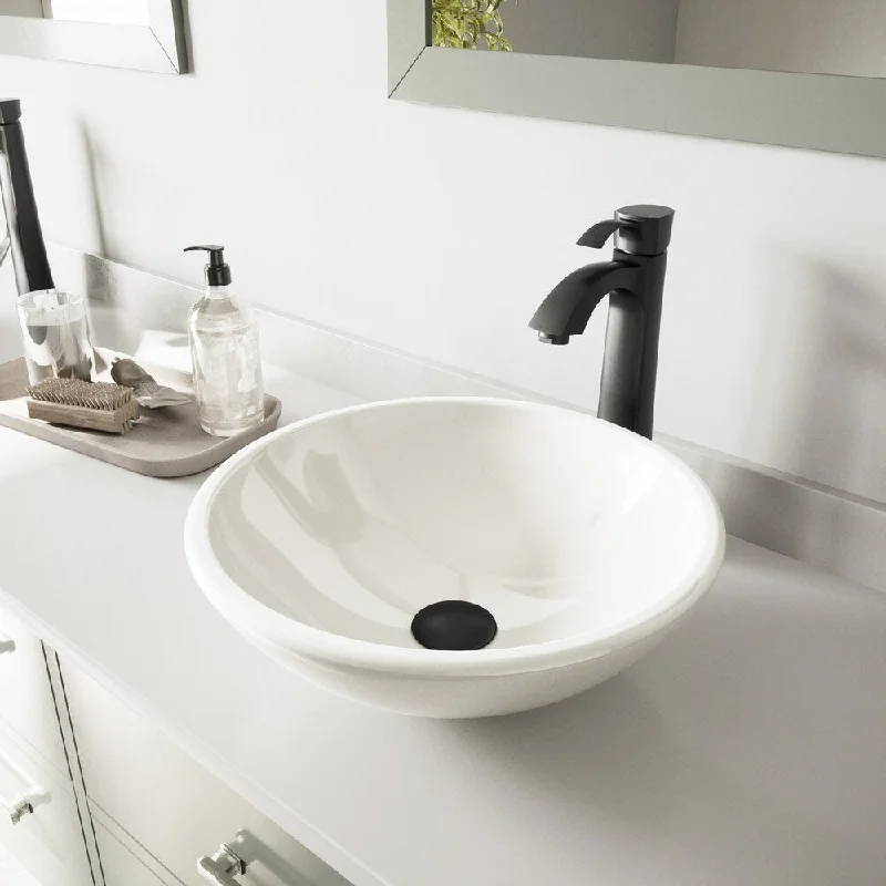 VIGO Elizabeth Phoenix Stone Vessel Bathroom Sink and Otis Faucet Set