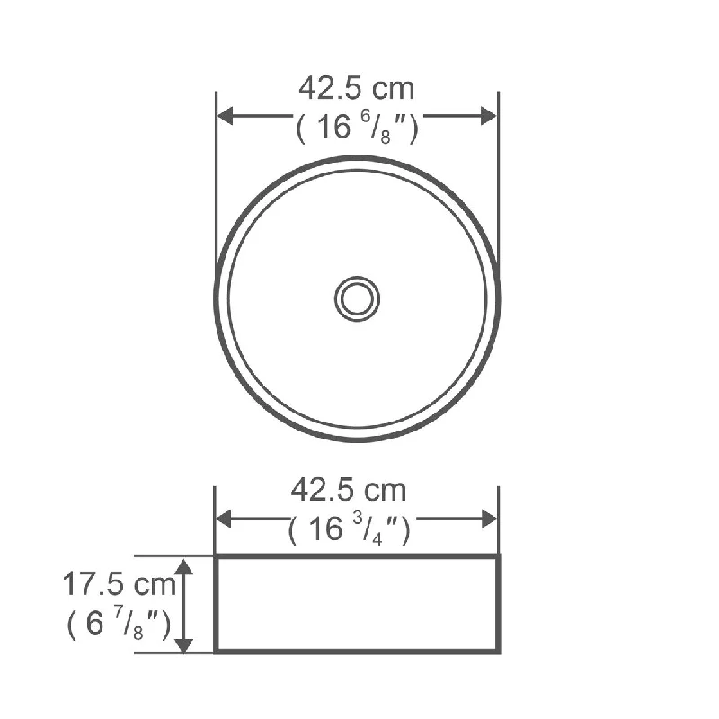 White Round Bathroom Vessel Sink with Ceramic Drain And Overflow - 16.73 in. width