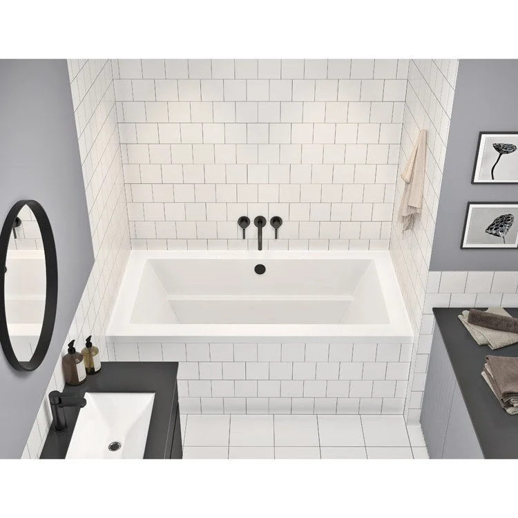 Whirlpool Tub Alicante 65-3/4 x 35-3/8 x 22 Inch Podium Rafale System Rear Center Drain White Rectangle 70 Gallon