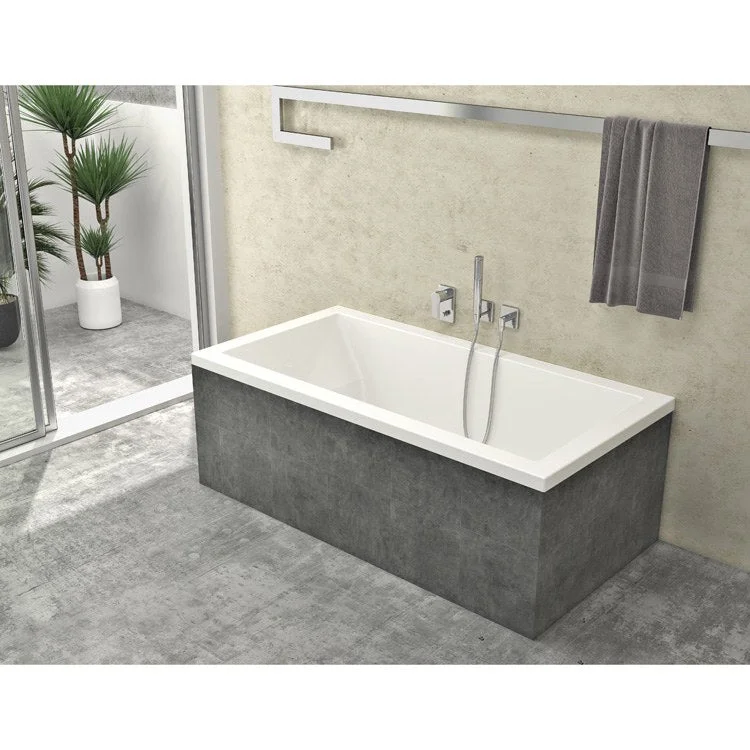 Whirlpool Tub Acryzen 53-7/8 x 30 x 18 Inch Podium Rafale System Less Tiling Flange White Rectangle 51 Gallon