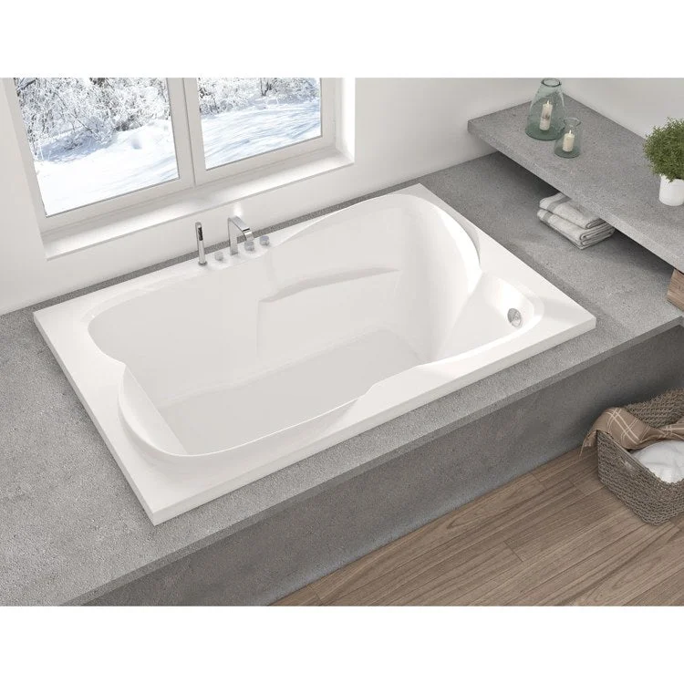 Whirlpool Tub Ex Aequo 65-3/4 x 42 x 23 Inch Podium Rafale System Right Center Drain White Rectangle 96 Gallon