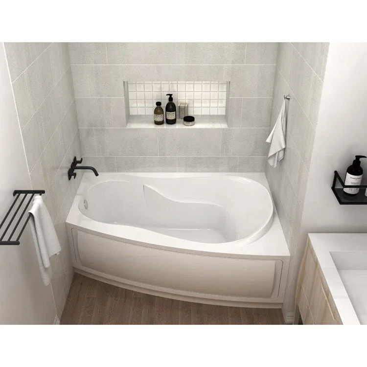 Whirlpool Tub Nirvana 60-1/8 x 42-3/8 x 20-1/2 Inch Skirt Rafale System Right Center Drain White 45 Gallon