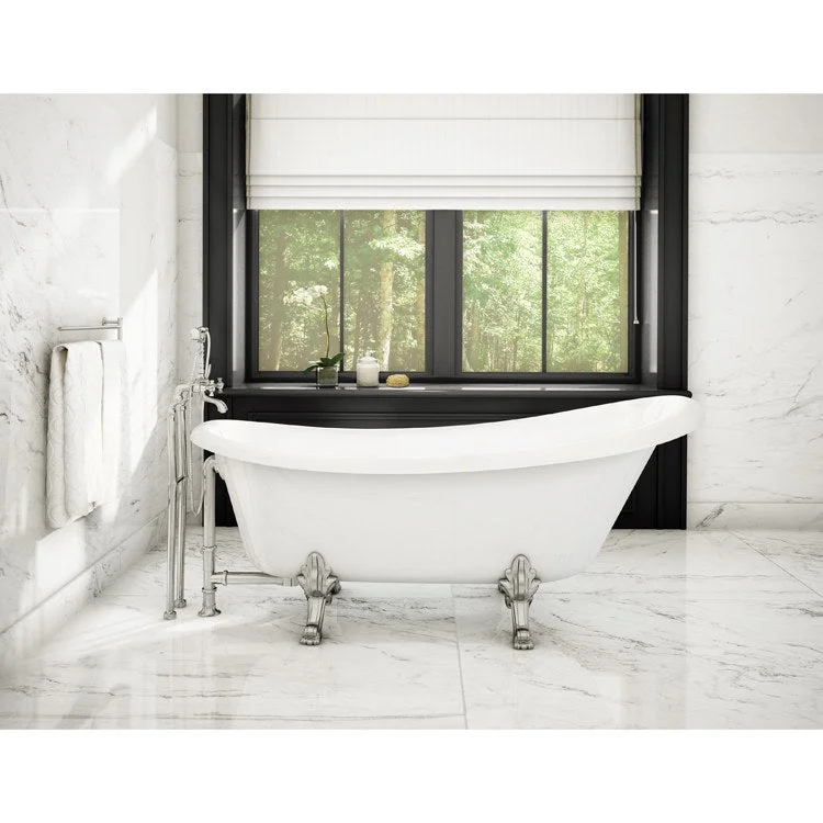 Freestanding Tub Virginia 66-1/2 x 32-1/4 x 28-1/8 Inch Claw Foot Elevation System Left Center Drain White Oval 43 Gallon