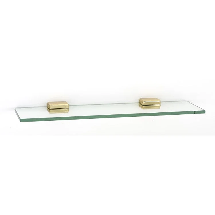 Shelf Cube Bath with Brackets Polished Brass 18 Inch Brass/Glass