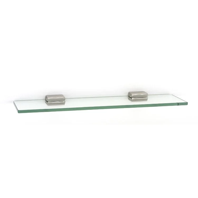 Shelf Cube Bath with Brackets Polished Nickel 18 Inch Brass/Glass