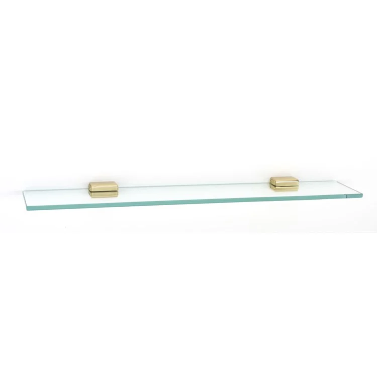 Shelf Cube Bath with Brackets Polished Brass 24 Inch Brass/Glass