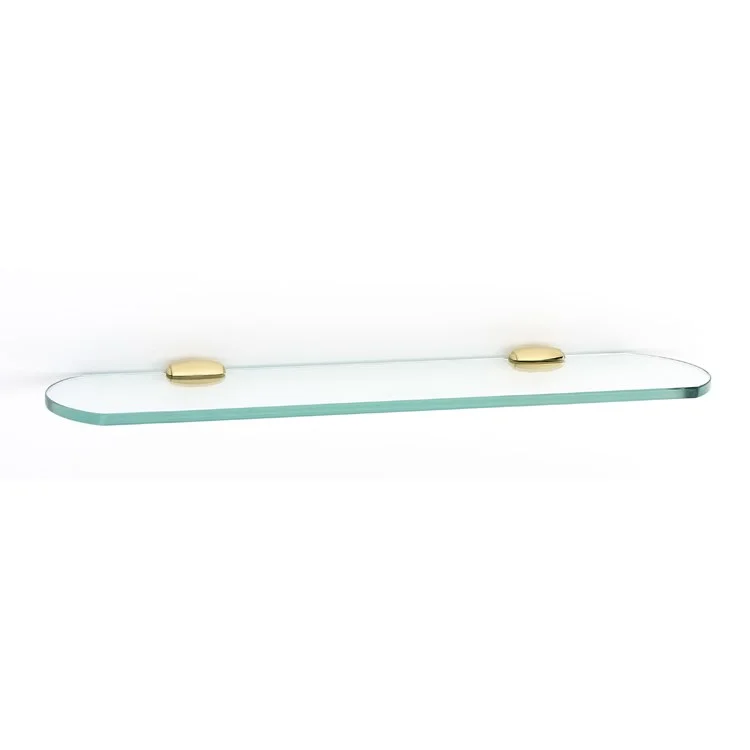 Shelf Royale Bath with Brackets Unlacquered Brass 18 Inch Brass/Glass