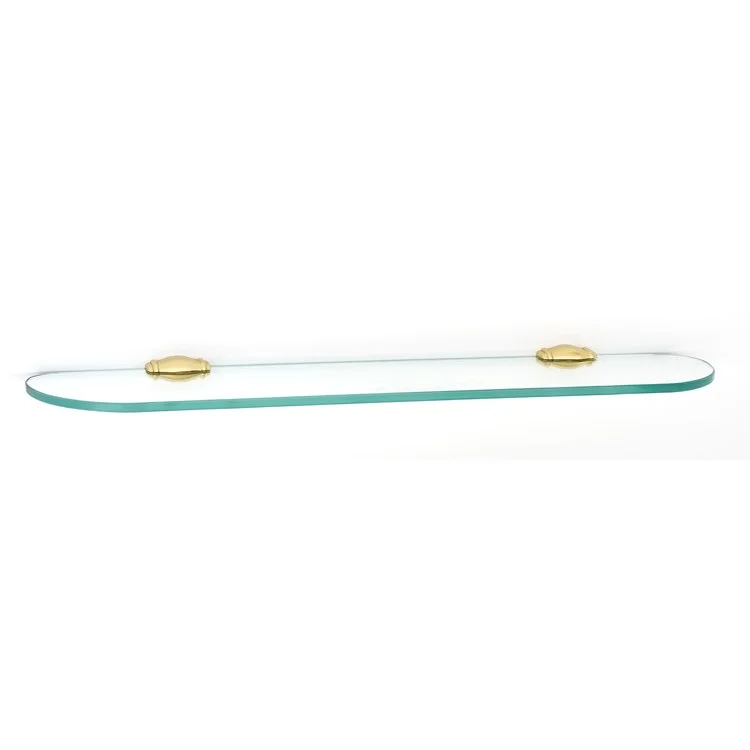 Shelf Charlie's Bath with Brackets Polished Brass 24 Inch Brass/Glass