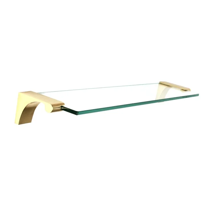 Shelf Luna with Brackets Polished Brass 18 Inch Brass/Glass