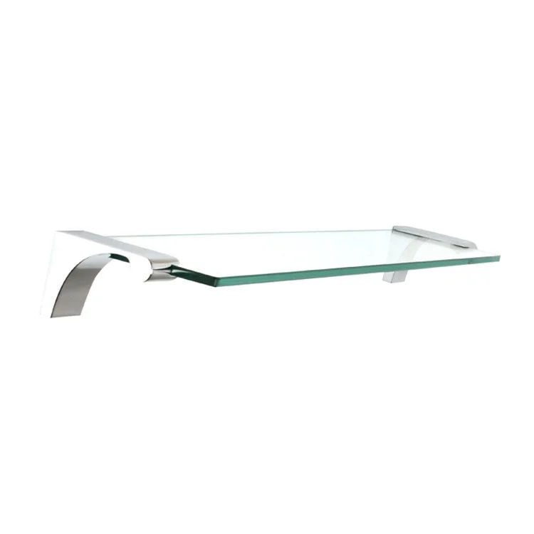 Shelf Luna with Brackets Polished Chrome 18 Inch Brass/Glass