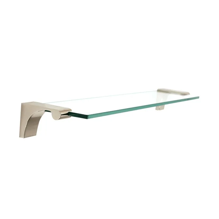 Shelf Luna with Brackets Polished Nickel 18 Inch Brass/Glass